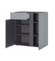Commode de rangement gris graphite et verre gris
