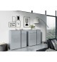 Commode de rangement gris graphite et verre gris