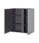 Commode de rangement gris graphite et verre gris