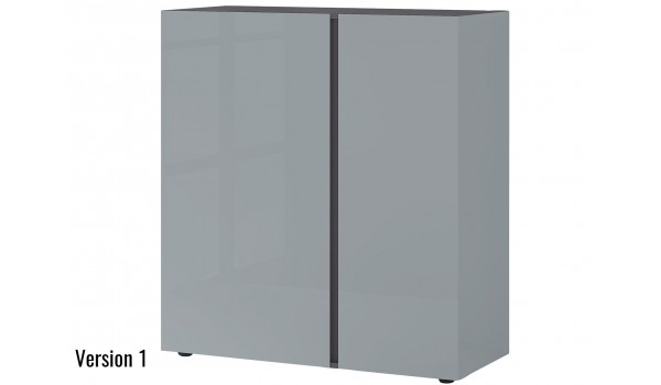 Commode de rangement gris graphite et verre gris