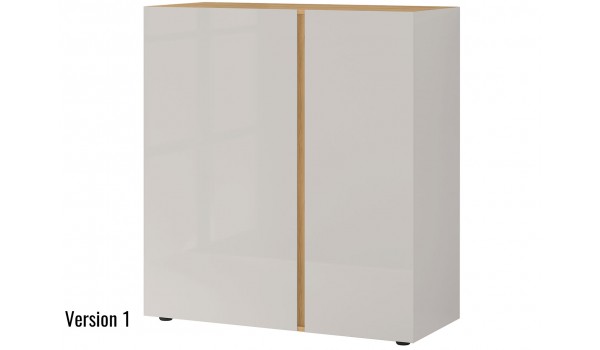 Commode décor chêne et verre blanc cachemire