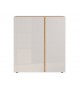 Commode décor chêne et verre blanc cachemire
