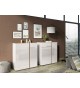 Commode décor chêne et verre blanc cachemire