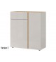 Commode décor chêne et verre blanc cachemire