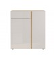 Commode décor chêne et verre blanc cachemire