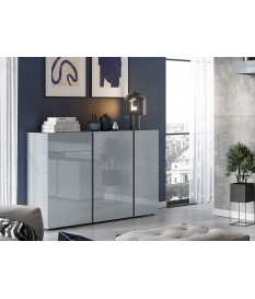Buffet de séjour design gris graphite et verre gris
