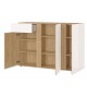 Buffet de séjour design chêne et verre blanc cachemire