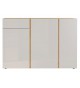 Buffet de séjour design chêne et verre blanc cachemire
