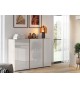 Buffet de séjour design chêne et verre blanc cachemire