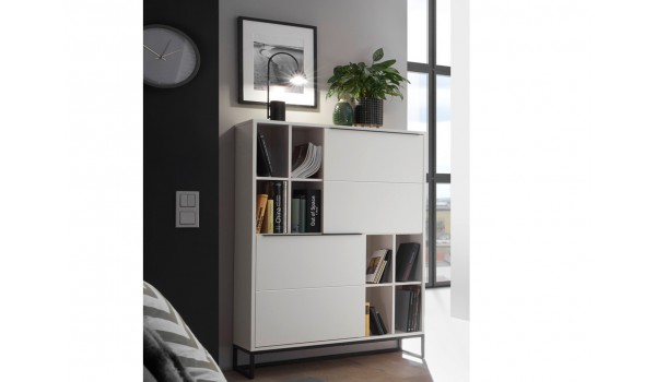 Meuble buffet haut blanc laqué mat