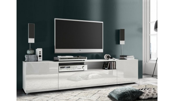 Meuble TV blanc bas ou mural pas cher