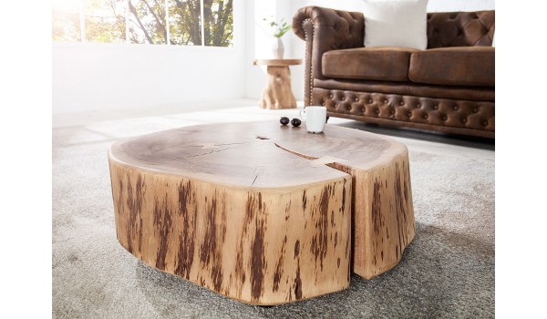 Table de nuit, table d'appoint, table basse / Bois massif Acacia