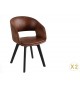 Chaise rétro vintage simili cuir marron
