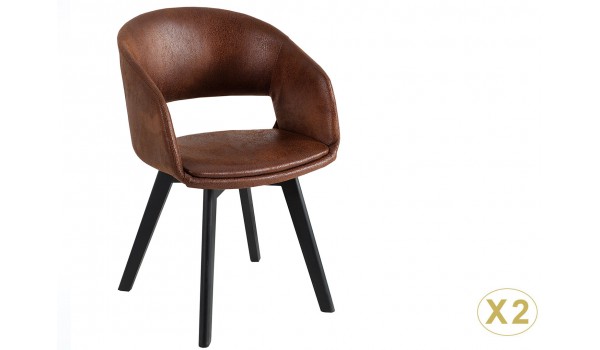 Chaise rétro vintage simili cuir marron