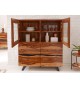 Buffet haut bois massif et métal, 2 portes vitrées
