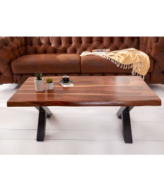 Table basse design bois massif et métal