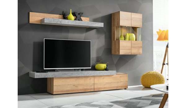 Meuble TV design - Vitrine & étagère murale