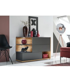 Buffet design gris anthracite et bois 120 cm