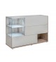 Buffet design gris clair et bois 120 cm