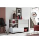 Buffet design blanc laqué et noyer foncé 120 cm