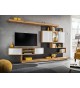 Meuble TV design mural bois et blanc laqué 300 cm