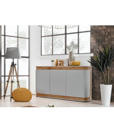 Buffet gris perle et bois - 3 Portes