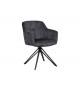Chaise pivotante matelassée grise avec accoudoir