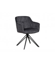 Chaise pivotante matelassée grise avec accoudoir