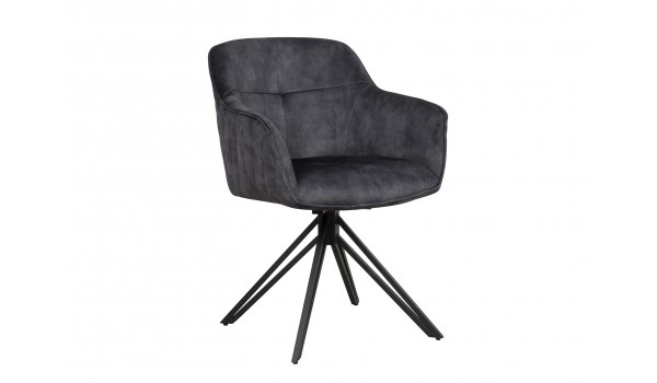 Chaise pivotante matelassée grise avec accoudoir