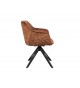 Chaise pivotante matelassée marron avec accoudoir