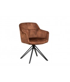 Chaise pivotante matelassée marron avec accoudoir