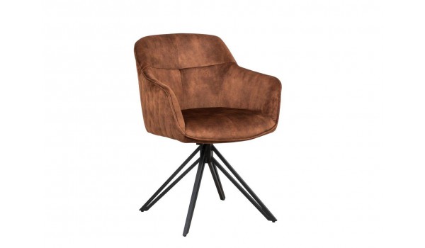 Chaise pivotante matelassée marron avec accoudoir