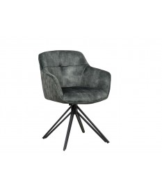 Chaise pivotante matelassée vert foncé avec accoudoir
