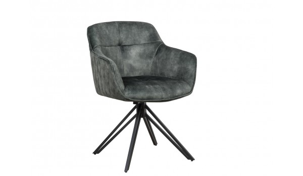 Chaise pivotante matelassée vert foncé avec accoudoir