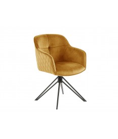Chaise pivotante matelassée jaune-or avec accoudoir