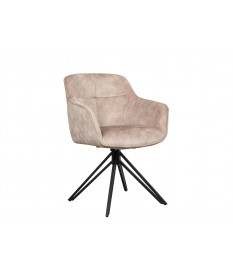 Chaise pivotante matelassée grège avec accoudoir