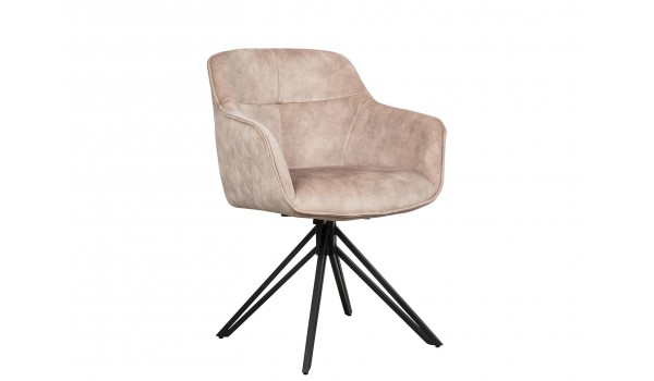 Chaise pivotante matelassée grège avec accoudoir