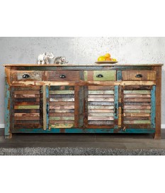 Buffet industriel 4 portes, 4 tiroirs - Bois recyclé