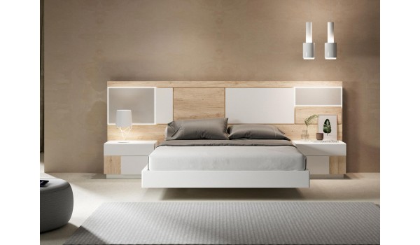 Lit adulte design 160 x 200 cm avec éclairage Led