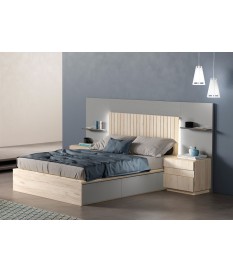 Lit avec rangement 160x200 / Chevets et tête de lit à Led