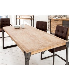 Table rectangulaire industrielle bois et métal