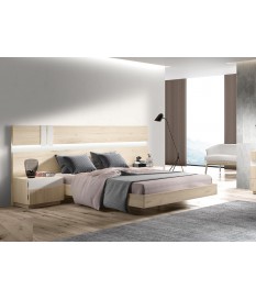 Lit adulte 160x200 avec chevets et tête de lit à Led design
