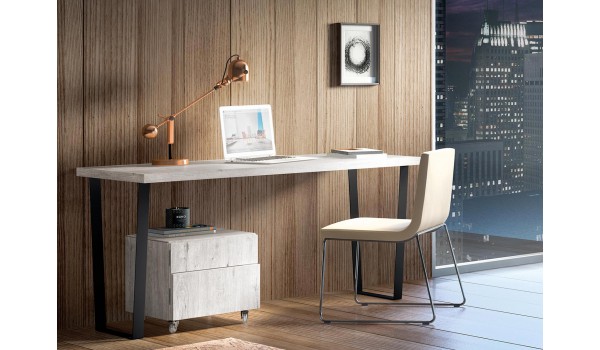 Bureau avec caisson à roulettes