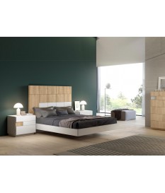 Lit adulte design en bois de Teck et blanc