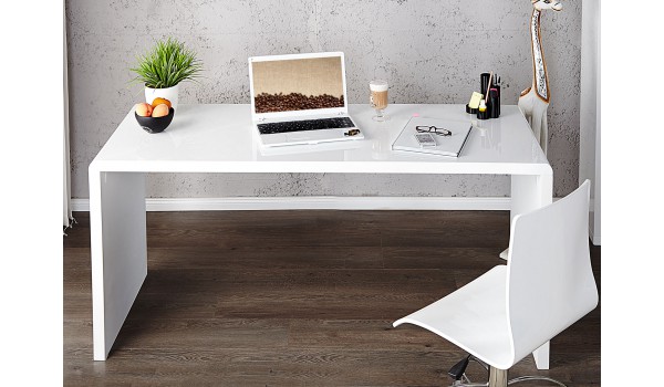 Bureau simple laqué blanc brillant 140cm