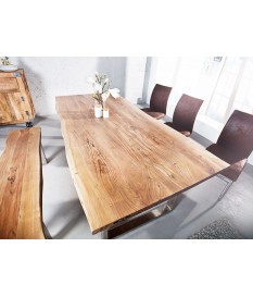 Table rectangulaire bois massif - Acier brossé