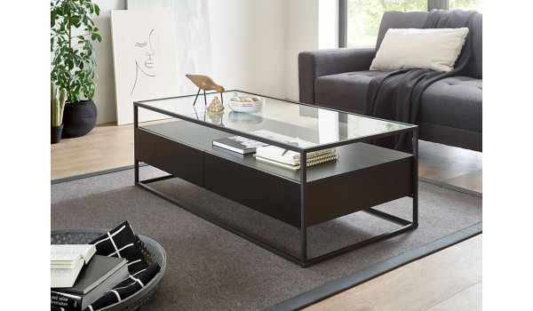 Table basse noir et verre