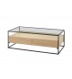 Table basse chêne et verre rectangulaire