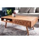 Table basse acacia clair rectangulaire / Effet marqueterie 3D