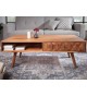 Table basse acacia clair rectangulaire / Effet marqueterie 3D
